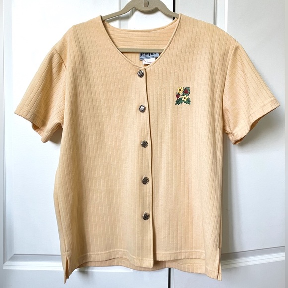 Vintage Mindyat Spring Summer Strawberry patch Short Sleeve cardigan top - Picture 1 of 7